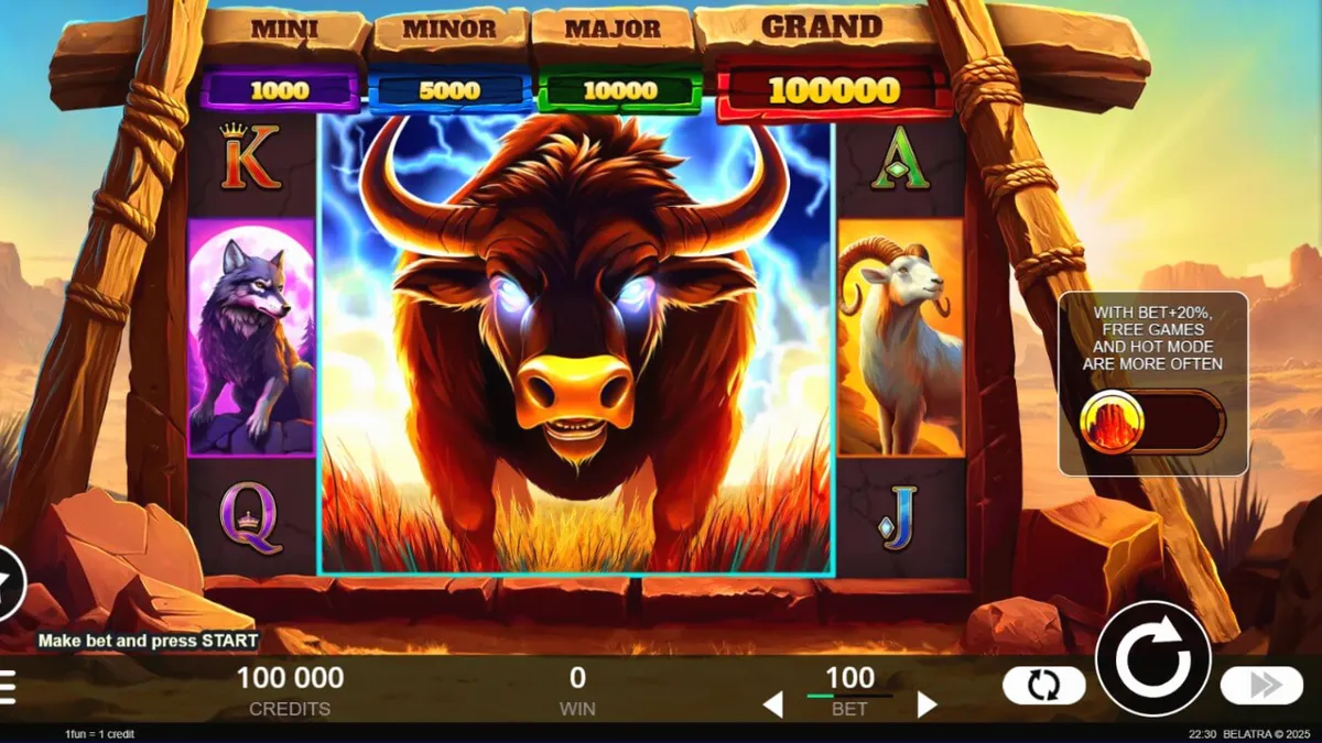 Pemandangan alam liar Amerika Utara dalam slot Big Wild Buffalo 2