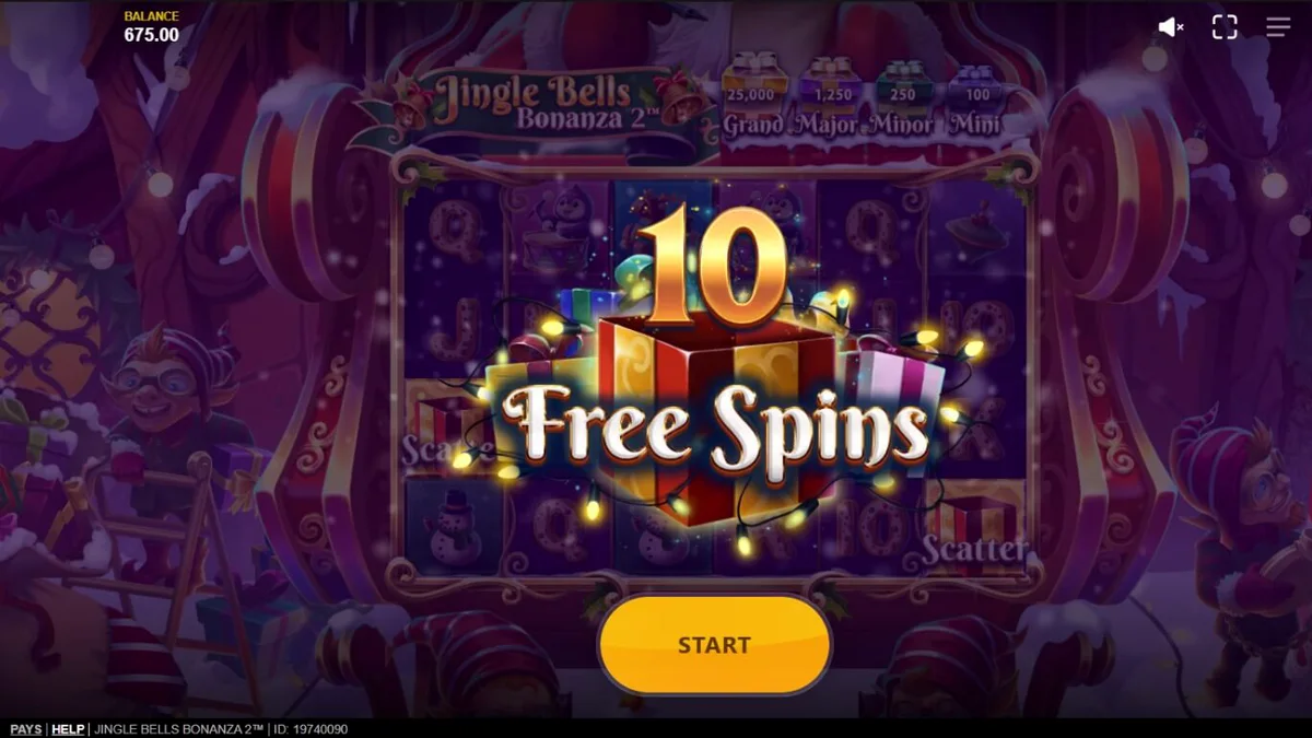 Tampilan visual slot Jingle Bells Bonanza 2 dengan tema Natal yang meriah