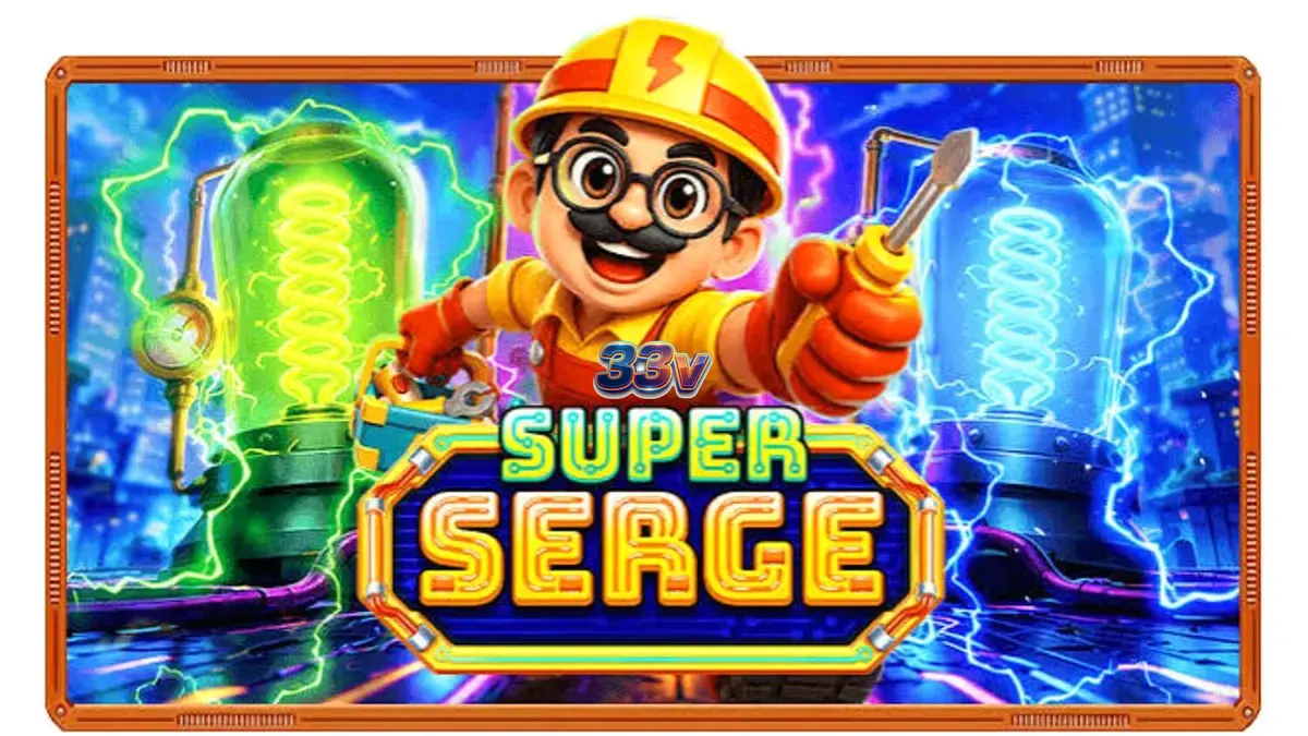 Tampilan visual futuristik dan neon dari slot Super Serge oleh Pragmatic Play